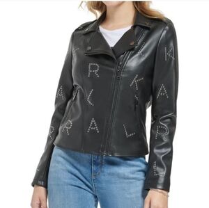 Karl Lagerfeld moto leather studded jacket new with tags size xl